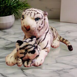 Plush White Tiger Cub Bengal Shalom Toy Co 14" Jungle Realistic Stuffed Animal